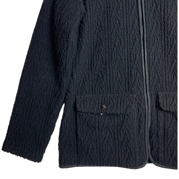 FILSON Women’s Black Wool Jacket Size Medium Cable-Knit  Full Zip Pockets - Picture 9 of 16
